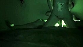 A couple shares a passionate homemade fuck in the dark