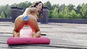 Monika fox masturbates with dildo on roof prolapse