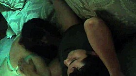 hidden cam catches a sneaky blowjob in action at home.