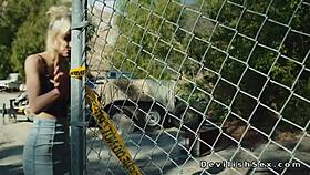 Busty Asian Rides Big Cock Biker In A Warehouse