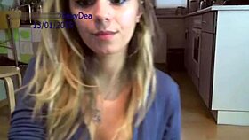 Blonde teen rides dildo hard on webcam!