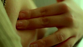 Beautiful blonde model teases nipples and pussy in closeup slow-motion