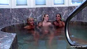 Abigail mac in lesbian threesome bts with big tits and pussy oral