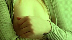 Beautiful blonde model teases nipples and pussy in closeup slow-motion