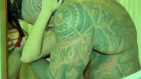 i lick tattooed boy's ass after blowjob, busty brunette with fake tits big pussy creampie