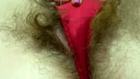 I love my hairy pussy dripping while sniffing dirty panties and cumming on big clit