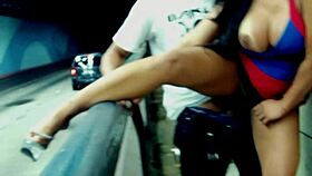 hot girl shows off in tunnel