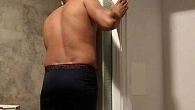 Enjoying a relaxing shower in the first part of the series.