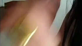 Brazilian babe gives a delicious blowjob to the big-titted moreno