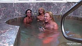 Abigail mac in lesbian threesome bts with big tits and pussy oral