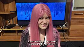 step sister in uniform: 'wanna see my blowjob skills, bro?'