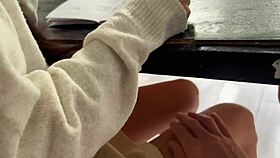 I'm having sex with my Spanish teacher on the table in her classroom
