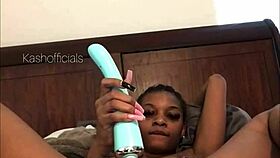 ebony squirting with vibrator orgasm up close