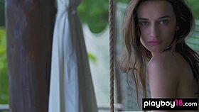 Eastern European teen hottie Gloria Sol strips and poses naked outdoors