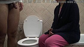 Taboo family! Horny stepmother watches 18yo stepson piss with thrill!