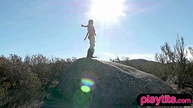 petite canadian babe strips outdoors showing her bubble butt