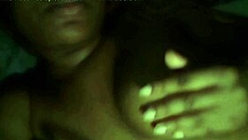 licking nipples feels so good at night in solo session