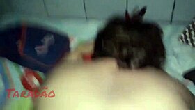 enjoying an intimate drink from the source in a suggestive moment.