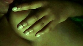 licking nipples feels so good at night in solo session