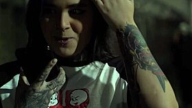 Gothic girl caught by ghost face on halloween