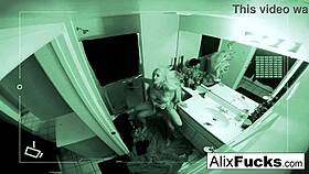 alix gets a solid pounding in a cramped bathroom with intense action. her skills shine in this tight space encounter.