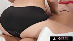 All girl massage turns into hot ebony scissoring with big tits teens.