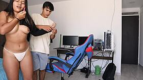 unfaithful blonde wife talks to partner while getting dominated by ebony lover's big black cock?