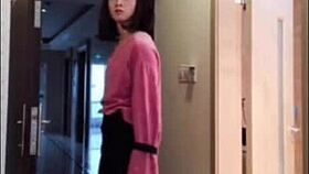 Asian Ladyboy Masturbating Her Dick Flashing It To A Woman And Cum