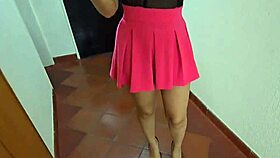 I couldn't resist my stepdaughter's great butt in that pink skirt 😍