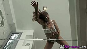 Brunette Babe Blows Huge Pole!