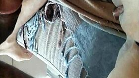 Shaved big ass babe squirts after blowjob in lingerie