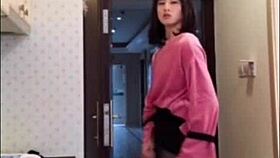 Asian Ladyboy Masturbating Her Dick Flashing It To A Woman And Cum