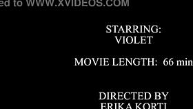 Fucking slut violet gets covered in piss and takes double penetration from three big cocks