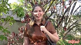 Beautiful european amateur alice belle coquine in lingerie takes two big cocks in mmf threesome group scene.