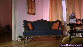 British babe in stockings rides an old guy