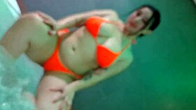 Feeling Excited, The Slut Wife Rides A Stranger's Big Cock In The Jacuzzi, Moaning With Pleasure.