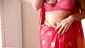 Nepali couple enjoys intimate moments in sari at home