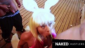 Super Bad Ebony Bunny Worships Big Black Cock In Deepthroat And Ass Play