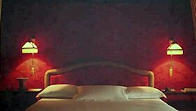 trying on a full body stocking from naked with blue masquerade in a collared room