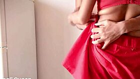 Nepali couple enjoys intimate moments in sari at home