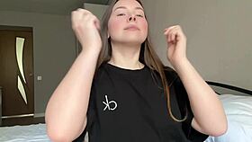 cutie in black t-shirt enjoys relaxing solo moment.