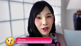 Asian thai ladyboy shoves big dick in tight ass!