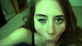 playful girl gives a blowjob