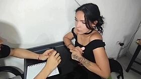 Stepsister asks for homework help, but gets fucked instead.