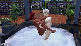 Redhead Enjoys Rough Outdoor Jacuzzi Bath in The Sims 4!