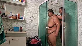 Mother-in-law fucks stepson and gets cum on face!