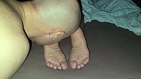 he licked the soles of his stepmother and cum on them