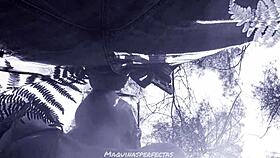 Bluee Performs Outdoor Blowjob on Big Cock with Deep Throat and Facial Cumshot.