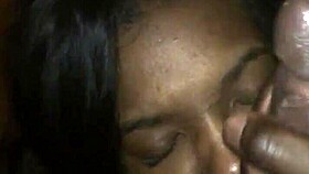 freak ebony gets sloppy spitting cum facial on monster big black cock