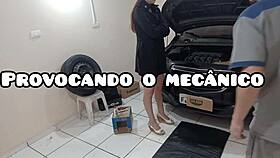 boss provokes mechanic to fuck in workshop